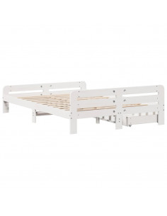 Letto senza Materasso Bianco 150x200 cm Legno Massello di Pino 2