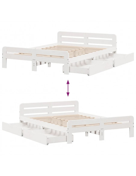 Letto senza Materasso Bianco 150x200 cm Legno Massello di Pino
