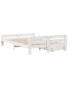 Letto senza Materasso Bianco 160x200 cm Legno Massello di Pino 2