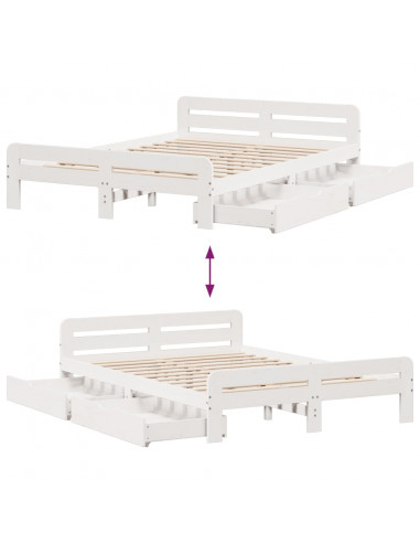 Letto senza Materasso Bianco 160x200 cm Legno Massello di Pino