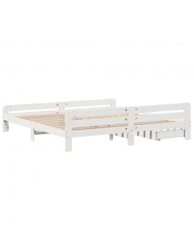 Letto senza Materasso Bianco 180x200 cm Legno Massello di Pino