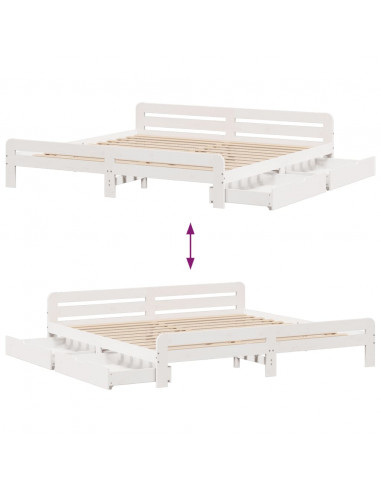 Letto senza Materasso Bianco 180x200 cm Legno Massello di Pino