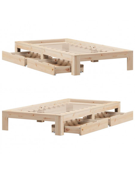 Giroletto senza Materasso 90x200 cm in Legno Massello di Pino