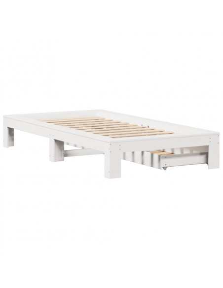 Giroletto senza Materasso Bianco 100x200 cm Legno Massello Pino