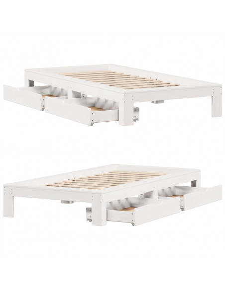 Giroletto senza Materasso Bianco 100x200 cm Legno Massello Pino