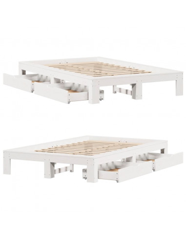 Giroletto senza Materasso Bianco 120x200 cm Legno Massello Pino