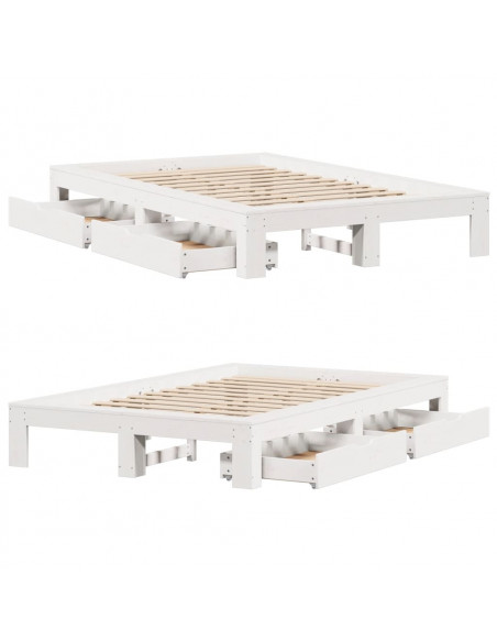 Giroletto senza Materasso Bianco 120x200 cm Legno Massello Pino