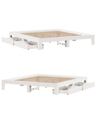 Giroletto senza Materasso Bianco 200x200 cm Legno Massello Pino