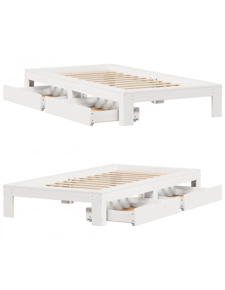 Giroletto senza Materasso Bianco 90x200 cm Legno Massello Pino