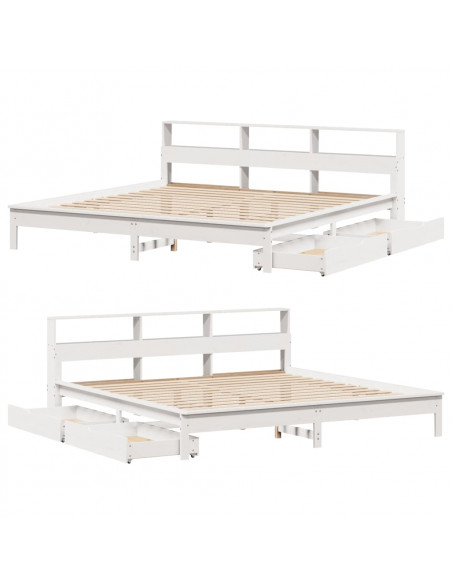 Giroletto con Libreria senza Materasso 180x200 cm in Legno Pino
