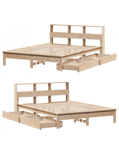 Letto Libreria senza Materasso 120x200cm Legno Massello di Pino