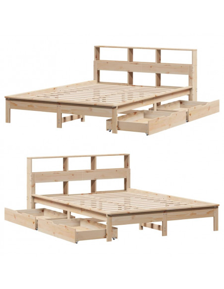 Letto Libreria senza Materasso 160x200 cm in Legno di Pino