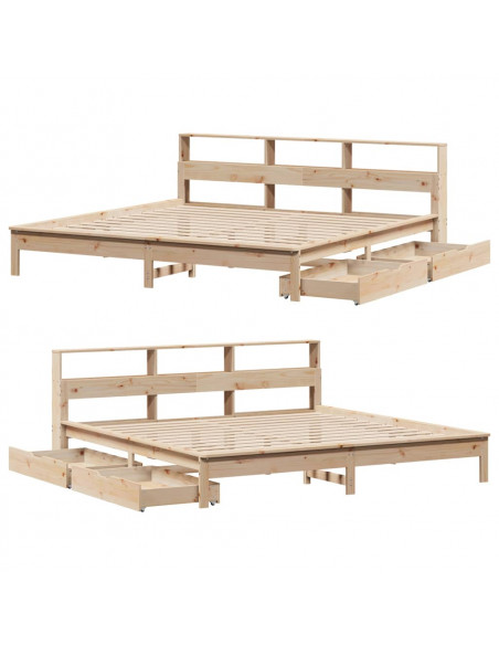 Letto Libreria senza Materasso 180x200 cm in Legno di Pino