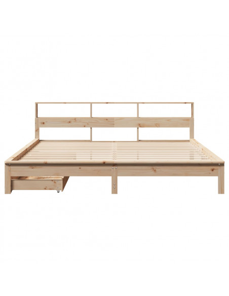 Letto Libreria senza Materasso 200x200 cm in Legno di Pino