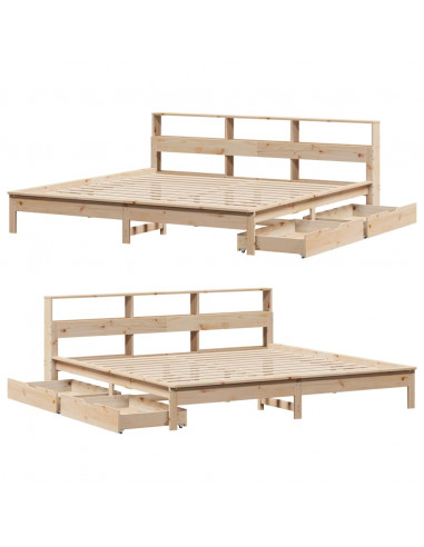 Letto Libreria senza Materasso 200x200 cm in Legno di Pino