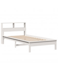 Letto Libreria senza Materasso Bianco 100x200 cm Legno di Pino