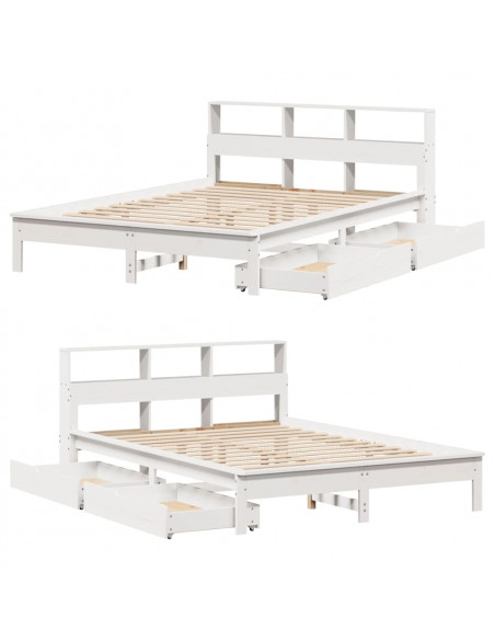 Letto Libreria senza Materasso Bianco 140x200 cm Legno di Pino