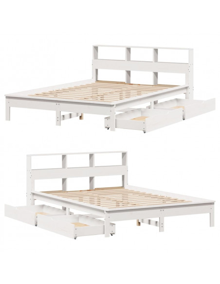 Letto Libreria senza Materasso Bianco 150x200 cm Legno di Pino