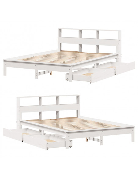 Letto Libreria senza Materasso Bianco 160x200 cm Legno di Pino