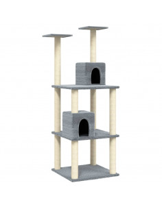 Albero per Gatti con Tiragraffi in Sisal Grigio Chiaro 141 cm