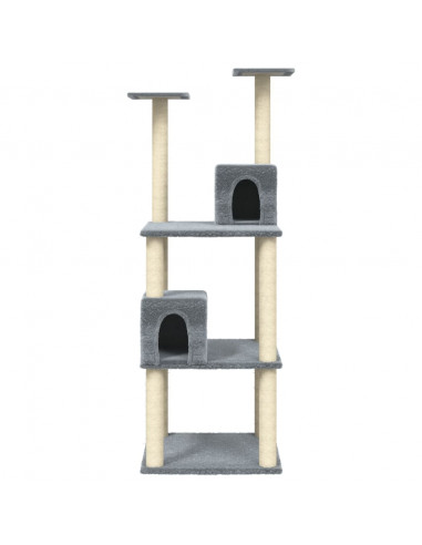 Albero per Gatti con Tiragraffi in Sisal Grigio Chiaro 141 cm