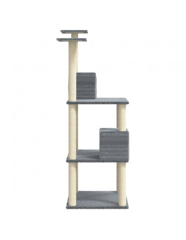 Albero per Gatti con Tiragraffi in Sisal Grigio Chiaro 141 cm