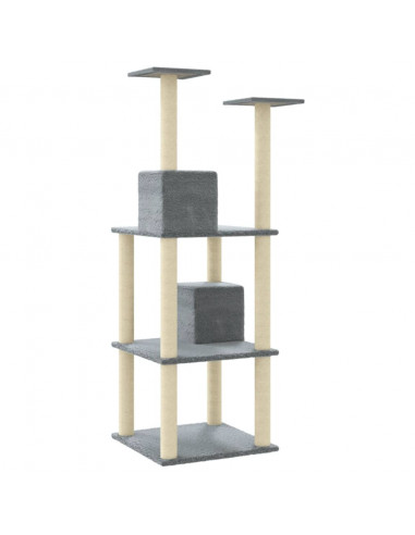 Albero per Gatti con Tiragraffi in Sisal Grigio Chiaro 141 cm