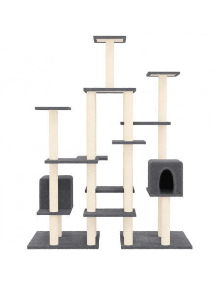 Albero per Gatti con Tiragraffi in Sisal Grigio Scuro 145 cm