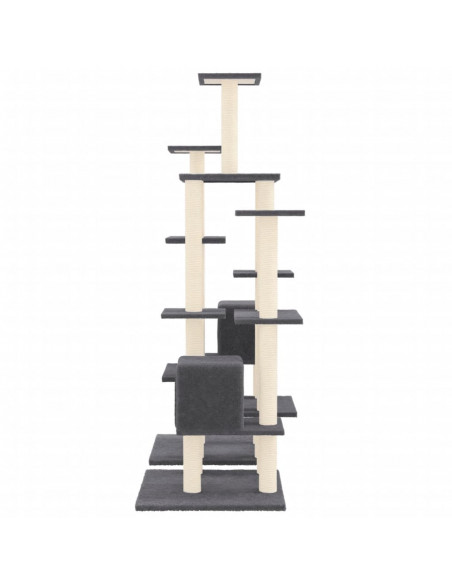 Albero per Gatti con Tiragraffi in Sisal Grigio Scuro 145 cm