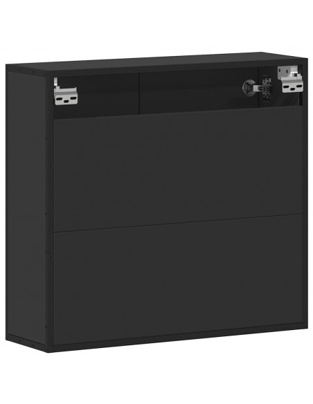 Armadietto Specchio da Bagno Nero 65x20x60 cm Legno Multistrato