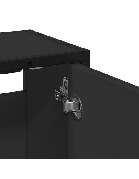 Armadietto Specchio da Bagno Nero 65x20x60 cm Legno Multistrato