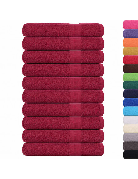 Asciugamani 10 pz Bordeaux 100x200 cm 360 g/m² 100% Cotone