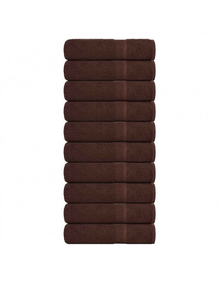 Asciugamani 10 pz Marrone 50x100 cm 360 g/m² 100% Cotone