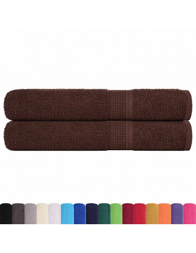 Asciugamani 2 pz Marrone 100x200 cm 360 g/m² 100% Cotone