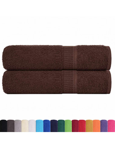 Asciugamani 2 pz Marrone 50x100 cm 360 g/m² 100% Cotone