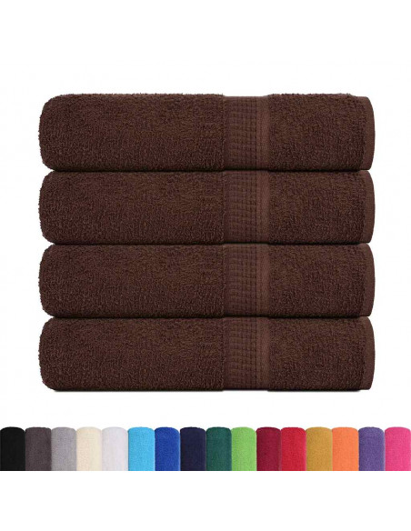 Asciugamani 4 pz Marrone 50x100 cm 360 g/m² 100% Cotone