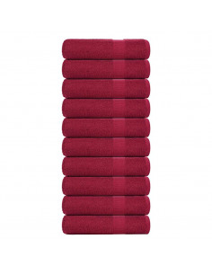 Asciugamani da Bagno 10 pz Bordeaux 100x150 cm 100% Cotone