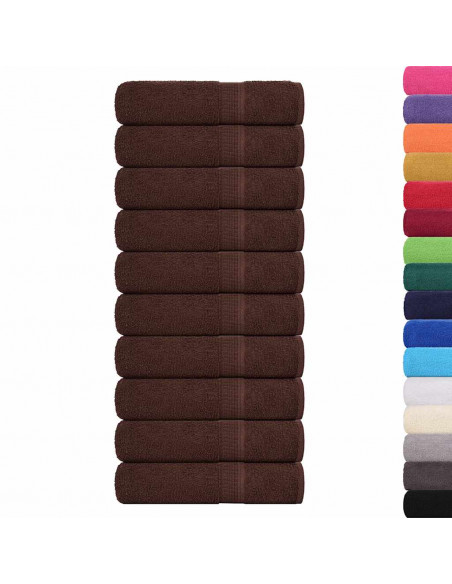 Asciugamani da Bagno 10pz Marrone 100x150cm 360g/m² 100% Cotone