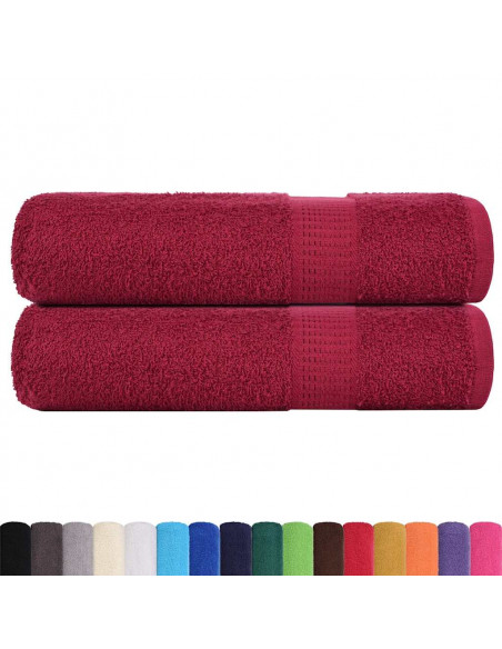 Asciugamani da Bagno 2pz Bordeaux 100x150cm 360g/m² 100% Cotone