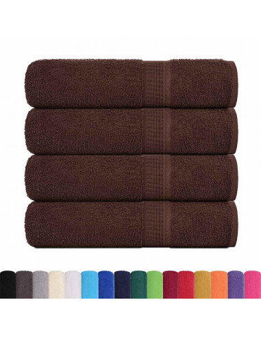 Asciugamani da Bagno 4 pz Marrone 100x150cm 360g/m² 100% Cotone