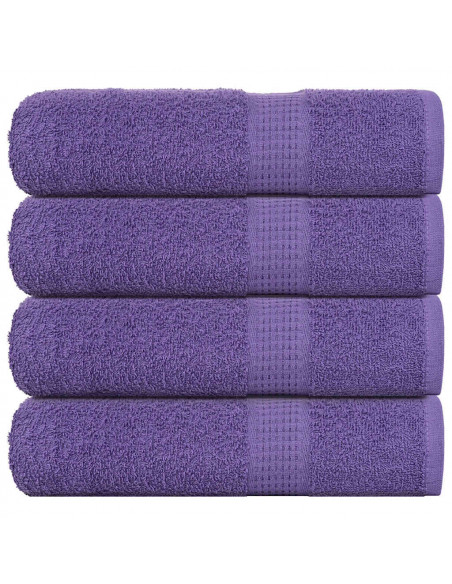 Asciugamani da Bagno 4 pz Viola 100x150cm 360g/m² 100% Cotone