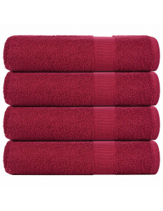 Asciugamani da Bagno 4pz Bordeaux 100x150cm 360g/m² 100% Cotone