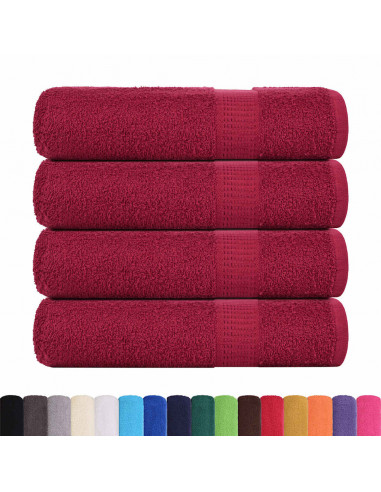 Asciugamani da Bagno 4pz Bordeaux 100x150cm 360g/m² 100% Cotone