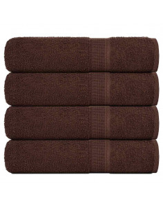 Asciugamani Doccia 4 pz Marrone 70x140 cm 360 g/m² 100% Cotone