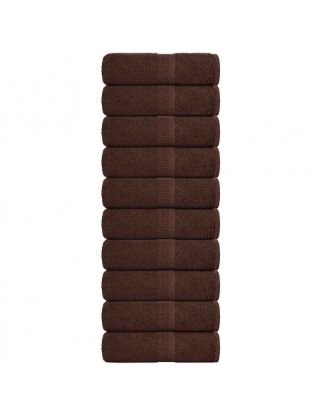 Asciugamani Ospiti 10 pz Marrone 30x50 cm 360 g/m² 100% Cotone