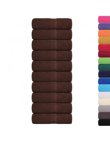 Asciugamani Ospiti 10 pz Marrone 30x50 cm 360 g/m² 100% Cotone