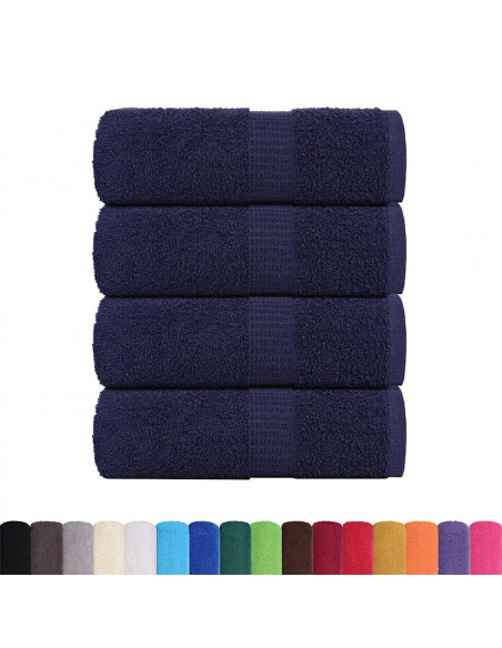 Asciugamani Ospiti 4 pz Blu Marino 30x50cm 360 g/m² 100% Cotone