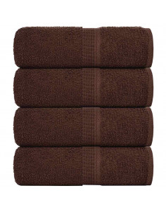 Asciugamani Ospiti 4 pz Marrone 30x50 cm 360 g/m² 100% Cotone