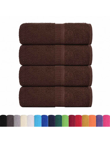 Asciugamani Ospiti 4 pz Marrone 30x50 cm 360 g/m² 100% Cotone