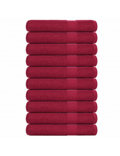 Asciugamani per Sauna 10 pz Bordeaux 80x200 cm 100% Cotone